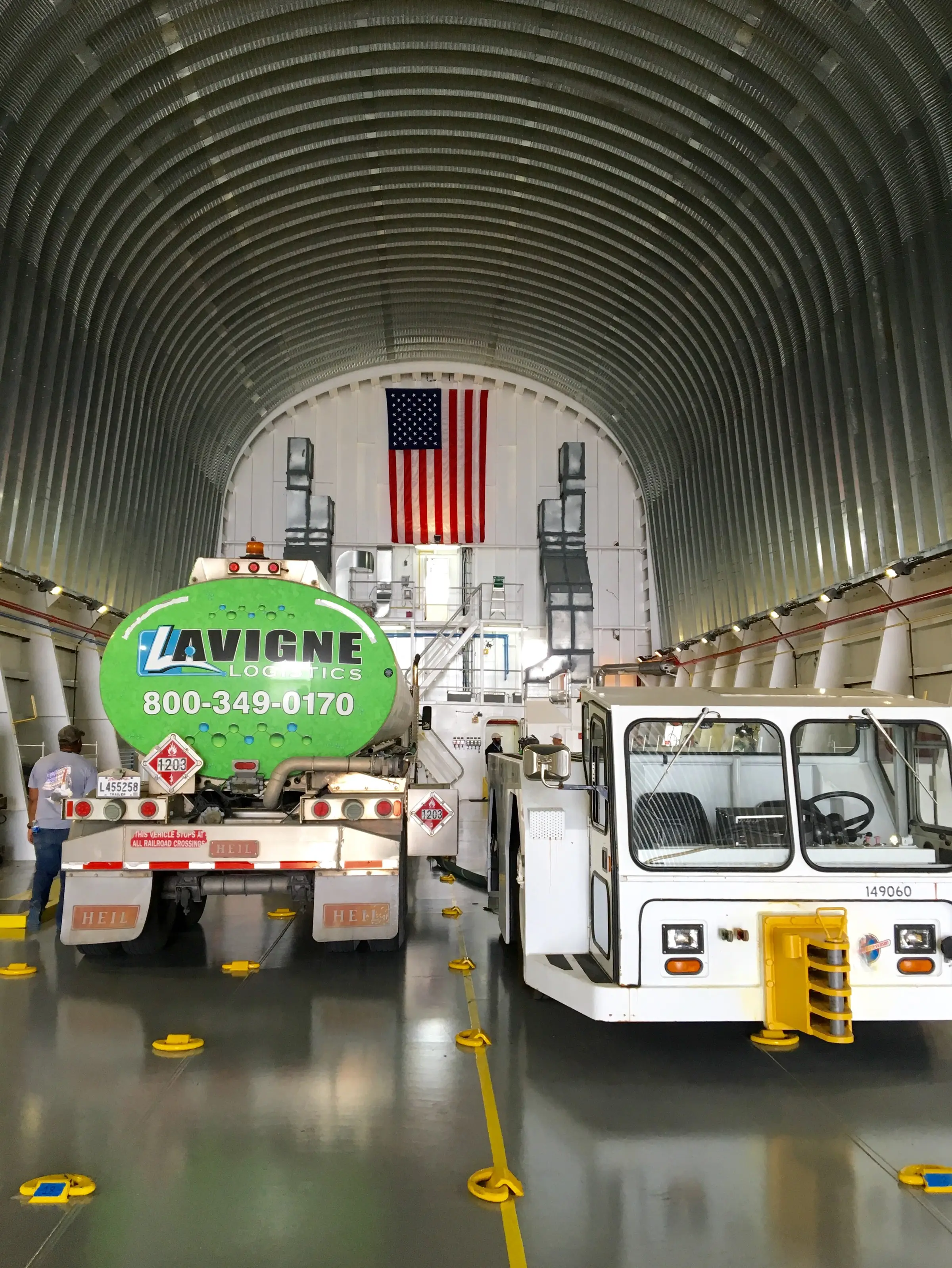 Lavigne fuel truck inside the company garage